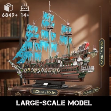 Mould King 13218 Piratenschiff Bausteine, MOC Fliegenden Holländers groß Segelschiff Spielzeug Modell für Erwachsene (6849 Stück) - 3