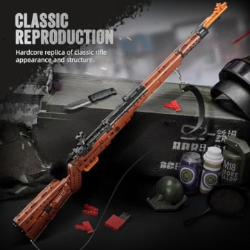 Mould King 14002 Scharfschützengewehr Bausteine Spielzeug - 98 K Klemmbausteinen Bausteine Schießwaffe Modell (1025 Stücke) - 2