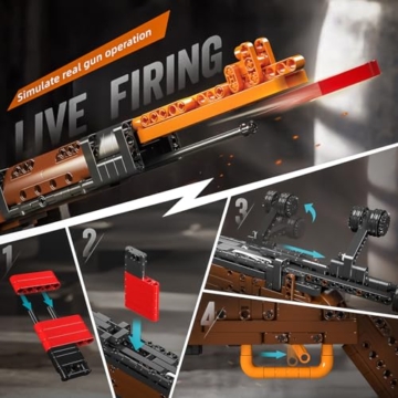 Mould King 14002 Scharfschützengewehr Bausteine Spielzeug - 98 K Klemmbausteinen Bausteine Schießwaffe Modell (1025 Stücke) - 3