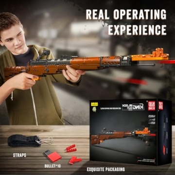 Mould King 14002 Scharfschützengewehr Bausteine Spielzeug - 98 K Klemmbausteinen Bausteine Schießwaffe Modell (1025 Stücke) - 6