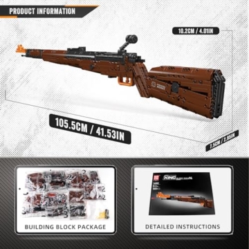 Mould King 14002 Scharfschützengewehr Bausteine Spielzeug - 98 K Klemmbausteinen Bausteine Schießwaffe Modell (1025 Stücke) - 7