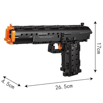 Mould King 14004 Technik Bausteine Desert Eagle Pistole Modell, 563+ Klemmbausteine Technik Schießwaffe Modell mit Schussfunktion Bausatz, Bausteine Waffen-Gewehr Bauset - 4