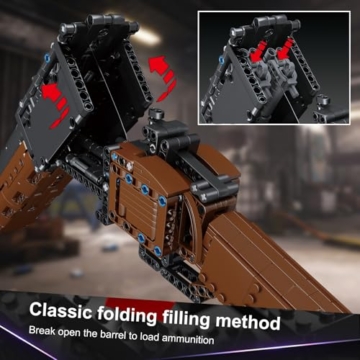 Mould King 14016 Doppelläufige Schrotflinte Baustein, 1015 PCS Militärwaffen-Bausatz, Simulation Blaster Sammlerwaffenmodell - 3