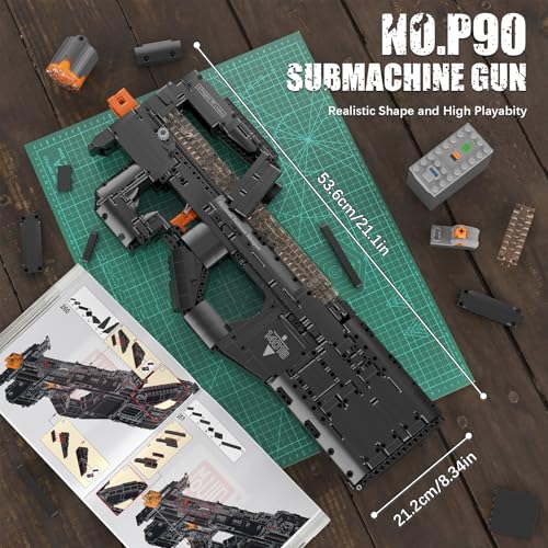 Mould King 14018 P90 Submachine Bausatz für Erwachsene, 1:1 Simulation Schießen Bausatz Modellspielzeug für Männer Teens Alter 14+, Überraschungen Sammlergeschenk für Militärliebhaber, 1589 PCS - 2