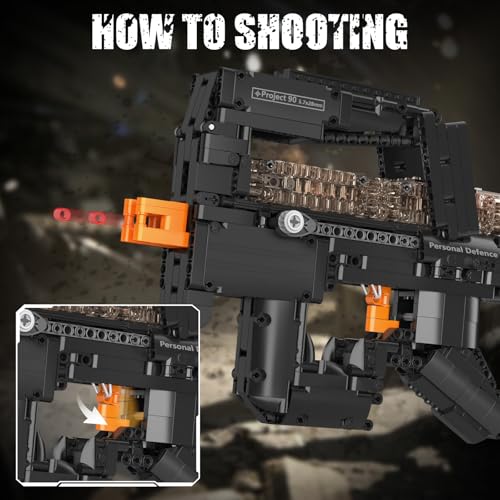 Mould King 14018 P90 Submachine Bausatz für Erwachsene, 1:1 Simulation Schießen Bausatz Modellspielzeug für Männer Teens Alter 14+, Überraschungen Sammlergeschenk für Militärliebhaber, 1589 PCS - 3