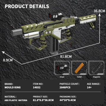 Mould King 14032 Building Block Gun für Erwachsene, 1:1 Scale Tactical Assault Rifle Building Sets, STEM Construction Toy für Erwachsene ab 14, Militärmodell-Liebhaber & Sammler (2848 Stück) - 7