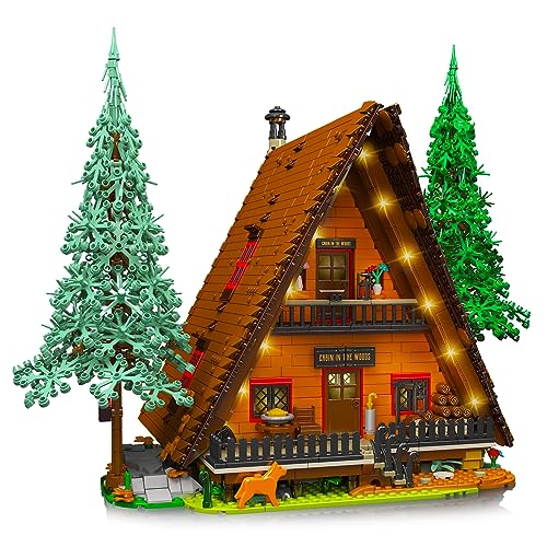 Mould King 16053 finnische Waldhütte mit LED-Beleuchtung mit Bäumen