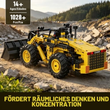 Mould King 17068 Baggerlader Bausatz, Pneumatisches System mit Pumpe und Schaltern Radlader, Technik-Modell aus der Bauernhof-Serie ab 14 Jahren, 1028 Teile - 2