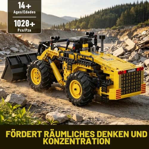 Mould King 17068 Baggerlader Bausatz, Pneumatisches System mit Pumpe und Schaltern Radlader, Technik-Modell aus der Bauernhof-Serie ab 14 Jahren, 1028 Teile - 2