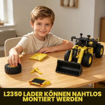 Mould King 17068 Baggerlader Bausatz, Pneumatisches System mit Pumpe und Schaltern Radlader, Technik-Modell aus der Bauernhof-Serie ab 14 Jahren, 1028 Teile - 3