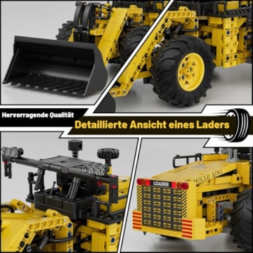 Mould King 17068 Baggerlader Bausatz, Pneumatisches System mit Pumpe und Schaltern Radlader, Technik-Modell aus der Bauernhof-Serie ab 14 Jahren, 1028 Teile - 5