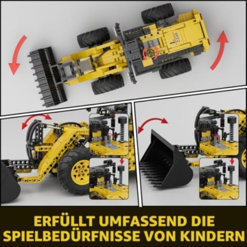 Mould King 17068 Baggerlader Bausatz, Pneumatisches System mit Pumpe und Schaltern Radlader, Technik-Modell aus der Bauernhof-Serie ab 14 Jahren, 1028 Teile - 6