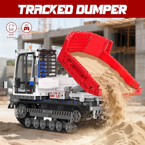 Mould King 17083 Technik Crawler Dumptruck Klemmbausteine Bausatz, 1105 Teile - Technologie LKW Spielzeug Baufahrzeuge fur Jugendliche und Adults - 2