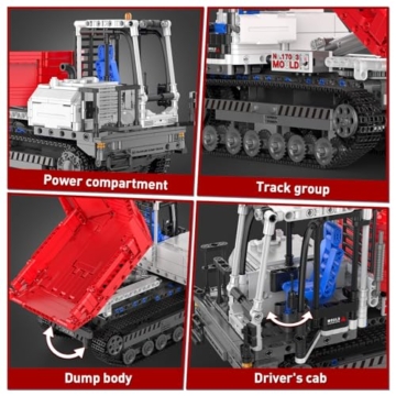 Mould King 17083 Technik Crawler Dumptruck Klemmbausteine Bausatz, 1105 Teile - Technologie LKW Spielzeug Baufahrzeuge fur Jugendliche und Adults - 4