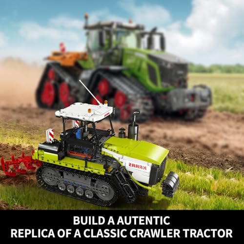 Mould King 17093 Technik Raupenschlepper-Baustein-Modell | APP/2.4G-Dual-Fernsteuerung | Vordere Schaufel Heben/senken, öffnbare Fahrerkabine, Raupenlenkung | MOC Baumaschinen-Bauernhof-Serie - 3