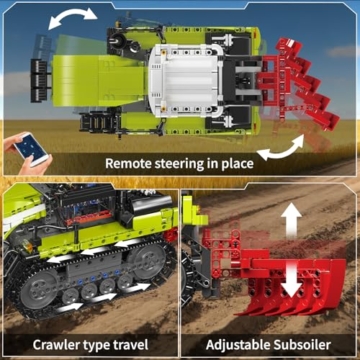 Mould King 17093 Technik Raupenschlepper-Baustein-Modell | APP/2.4G-Dual-Fernsteuerung | Vordere Schaufel Heben/senken, öffnbare Fahrerkabine, Raupenlenkung | MOC Baumaschinen-Bauernhof-Serie - 5