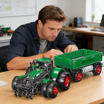 Mould King 17095 RC Traktor mit Anhänger Klemmbausteine – 2368 Teile Technik Bausatz, Ferngesteuertes Landwirtschaftsmodell mit Motor & Akku, App Steuerung, STEM Spielzeug für Erwachsene - 5