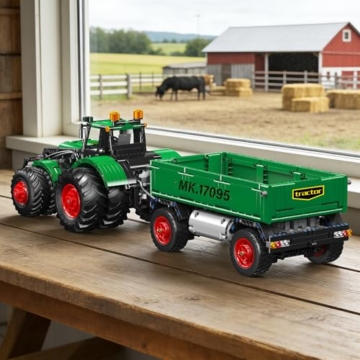 Mould King 17095 RC Traktor mit Anhänger Klemmbausteine – 2368 Teile Technik Bausatz, Ferngesteuertes Landwirtschaftsmodell mit Motor & Akku, App Steuerung, STEM Spielzeug für Erwachsene - 6