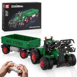 Mould King 17095 Technik Ferngesteuerter Traktor Bausteine mit Anhänger Klemmbausteine Traktor Spielzeug Kompatibel mit Andere Marke(2368 Teile) - 1