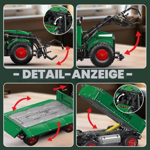 Mould King 17095 Technik RC Große Baumaschinen Multifunktionales Traktor-Baustein-Modell Elektrisch ferngesteuertes Landmaschinen-Bauspielzeug Mit Kippanhänger Klemmbausteine Bausatz（2368+ Teile） - 3