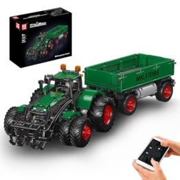 Mould King 17095 Technik RC Große Baumaschinen Multifunktionales Traktor-Baustein-Modell Elektrisch ferngesteuertes Landmaschinen-Bauspielzeug Mit Kippanhänger Klemmbausteine Bausatz（2368+ Teile） - 1