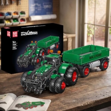 Mould King 17095 Technik RC Große Baumaschinen Multifunktionales Traktor-Baustein-Modell Elektrisch ferngesteuertes Landmaschinen-Bauspielzeug Mit Kippanhänger Klemmbausteine Bausatz（2368+ Teile） - 6