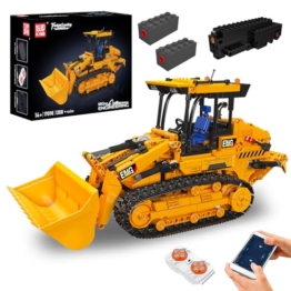 Mould King 17098 Technik Raupenradlader Baustein-Modell | 1208+ Teile RC Baumaschinen Set | Raupenantrieb, Schaufelheben & Heckaufreißer beweglich | APP ferngesteuert Bulldozer Klemmbausteine Bausatz - 1