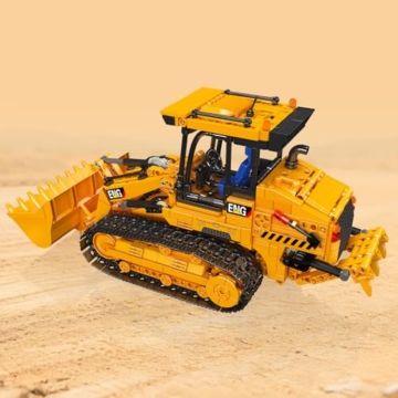 Mould King 17098 Technik Raupenradlader Baustein-Modell | 1208+ Teile RC Baumaschinen Set | Raupenantrieb, Schaufelheben & Heckaufreißer beweglich | APP ferngesteuert Bulldozer Klemmbausteine Bausatz - 4