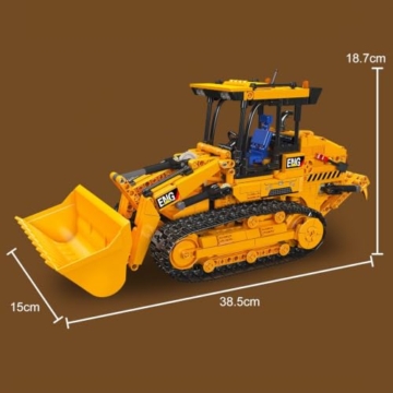 Mould King 17098 Technik Raupenradlader Baustein-Modell | 1208+ Teile RC Baumaschinen Set | Raupenantrieb, Schaufelheben & Heckaufreißer beweglich | APP ferngesteuert Bulldozer Klemmbausteine Bausatz - 5