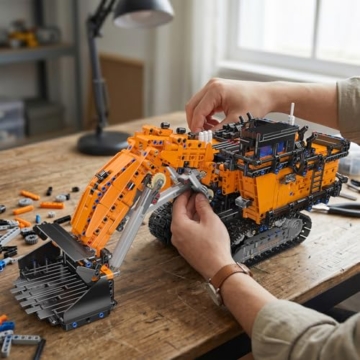 Mould King 17100 Technik Bagger Klemmbausteine Bausatz, 2436 Teile Straßenhobel Bergbaubagger mit Beweglicher Lenkung, Mechanischen Funktionen und Baustellenfahrzeug Modell - 6