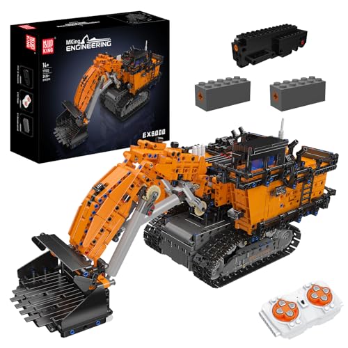 Mould King 17100 Technik Bagger Klemmbausteine Bausatz, 2436 Teile Straßenhobel Bergbaubagger mit Beweglicher Lenkung, Mechanischen Funktionen und Baustellenfahrzeug Modell - 1