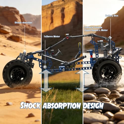 Mould King 18018 Ferngesteuerte Geländefahrzeug Bausteine Modell, 515 Teile Hochgeschwindigkeits Kletterauto Modellbausteine, Offroad Auto Bausatz Spielzeug für Erwachsene/Jugendliche ab 14 Jahren - 3