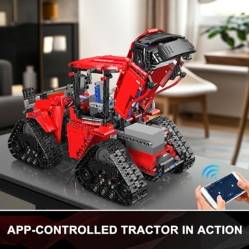 Mould King 18020 Technik Traktor Bausatz, Ferngesteuerter Crawler Traktor mit 4 Motoren, Pneumatik & App-Steuerung, Bausteine Set für Jugendliche & Erwachsene (1698 Teile) - 6