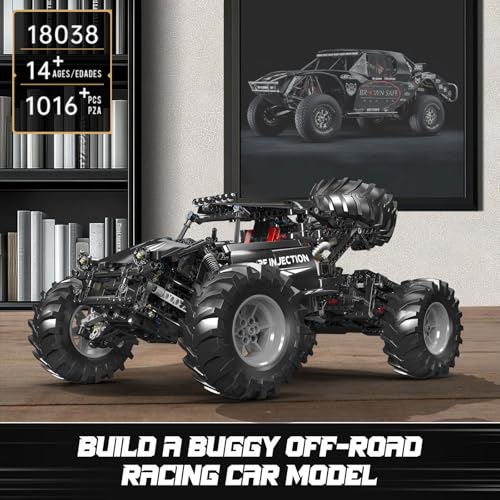 Mould King 18038 Technik Geländewagen Off-Road Buggy, 1016 Teile Bigfoot Kletterauto Baustein Modellbausatz mit Motoren und Fernsteuerung, Klemmbaustein Modell für Jugendliche und Erwachsene - 2