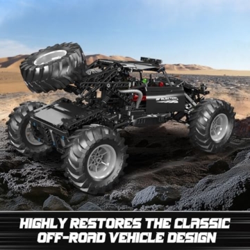 Mould King 18038 Technik Geländewagen Off-Road Buggy, 1016 Teile Bigfoot Kletterauto Baustein Modellbausatz mit Motoren und Fernsteuerung, Klemmbaustein Modell für Jugendliche und Erwachsene - 4
