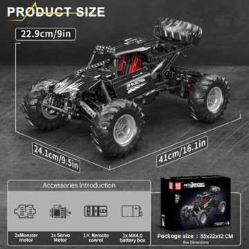 Mould King 18038 Technik Geländewagen Off-Road Buggy, 1016 Teile Bigfoot Kletterauto Baustein Modellbausatz mit Motoren und Fernsteuerung, Klemmbaustein Modell für Jugendliche und Erwachsene - 5
