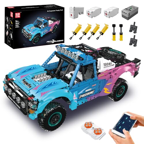 Mould King 18040 Technik MOC Luftfederungs-Offroad-Truck Baustein-Modell | Elektrisch ferngesteuertes Kletter-Rennwagen Bausatz APP Technologie 4x4 Geländewagen Klemmbausteine Bausatz (1573+Teile) - 1