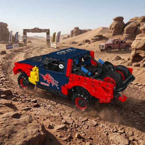 Mould King 18041 Rückzug-Offroad-Rennwagen Baustein-Modell | Mechanisches Pickup-Bauset | Geländewagen Klemmbausteine Bausatz | Technik Geschenk für Rennsport-Fans ab 14 Jahren（894+ Teile） - 3