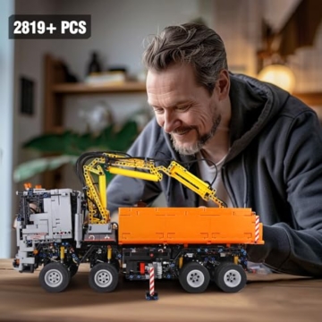 Mould King 19007 Technik Pneumatischer LKW Bausteine Modell, 2970 Teile Fernbedienung Pneumatic Truck Bauset, Klemmbausteine Kran Spielzeug Bausatz mit Fernbedienung und App Doppelsteuerung - 5