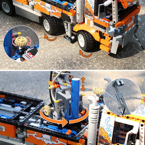Mould King 19014 Technik Abschleppwagen Bausteine Modell, 2098 Teile Pneumatischer Betonpumpenwagen Modellbauklötze Kit als Spielzeug/Geschenk - 3