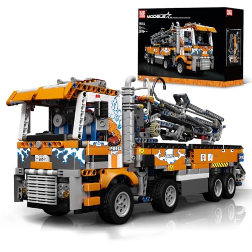Mould King 19014 Technik Abschleppwagen Bausteine Modell, 2098 Teile Pneumatischer Betonpumpenwagen Modellbauklötze Kit als Spielzeug/Geschenk - 1
