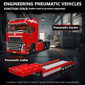 Mould King 19015 Technik LKW Bausteine, 4608 Teile großes pneumatisches Zugfahrzeug Bausatz Modell, 2.4 G Fernbedienung und App Dual Control Mobile Truck - 2