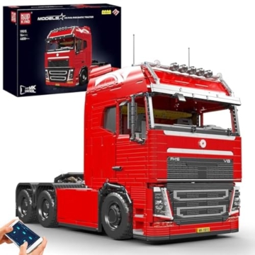 Mould King 19015 Technik LKW Bausteine, 4608 Teile großes pneumatisches Zugfahrzeug Bausatz Modell, 2.4 G Fernbedienung und App Dual Control Mobile Truck - 1