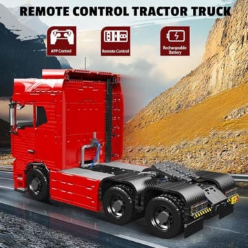 Mould King 19015 Technik LKW Bausteine, 4608 Teile großes pneumatisches Zugfahrzeug Bausatz Modell, 2.4 G Fernbedienung und App Dual Control Mobile Truck - 5
