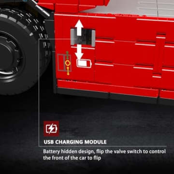 Mould King 19015 Technik LKW Bausteine, 4608 Teile großes pneumatisches Zugfahrzeug Bausatz Modell, 2.4 G Fernbedienung und App Dual Control Mobile Truck - 6