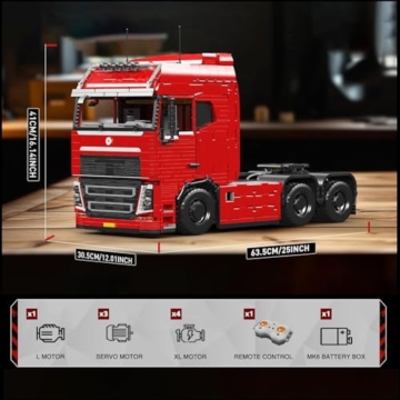 Mould King 19015 Technik LKW Bausteine, 4608 Teile großes pneumatisches Zugfahrzeug Bausatz Modell, 2.4 G Fernbedienung und App Dual Control Mobile Truck - 7