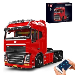 Mould King 19015 Technik LKW Bausteine, 4608 Teile pneumatisches Zugfahrzeug Bausatz Modell, Mobile Abschlepplokomotive Bausteine mit 8 Motoren, 2.4 G Fernbedienung und App Dual Control Lastwagen - 1