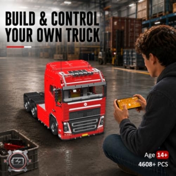 Mould King 19015 Technik LKW Bausteine, 4608 Teile pneumatisches Zugfahrzeug Bausatz Modell, Mobile Abschlepplokomotive Bausteine mit 8 Motoren, 2.4 G Fernbedienung und App Dual Control Lastwagen - 5