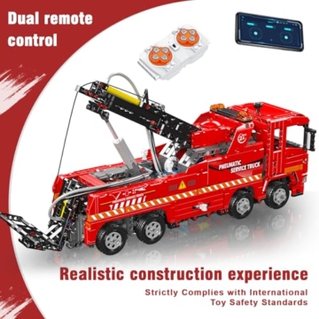 Mould King 19017 Technik Ferngesteuert Feuerwehrauto LKW Klemmbausteine Pneumatischer Feuerwehr Rettungswagen Truck Bausteine für Erwachsene(1653 Teile) - 3