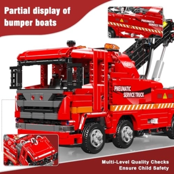 Mould King 19017 Technik Ferngesteuert Feuerwehrauto LKW Klemmbausteine Pneumatischer Feuerwehr Rettungswagen Truck Bausteine für Erwachsene(1653 Teile) - 5